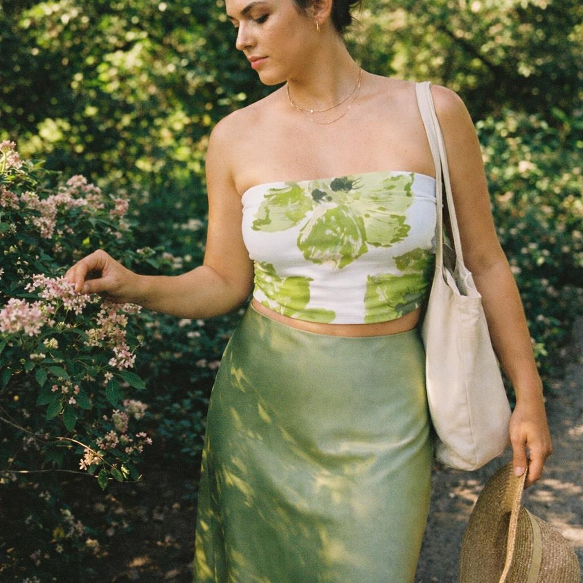 Lime Brush Bloom | Tube Top | Green & Cream · lifestyle