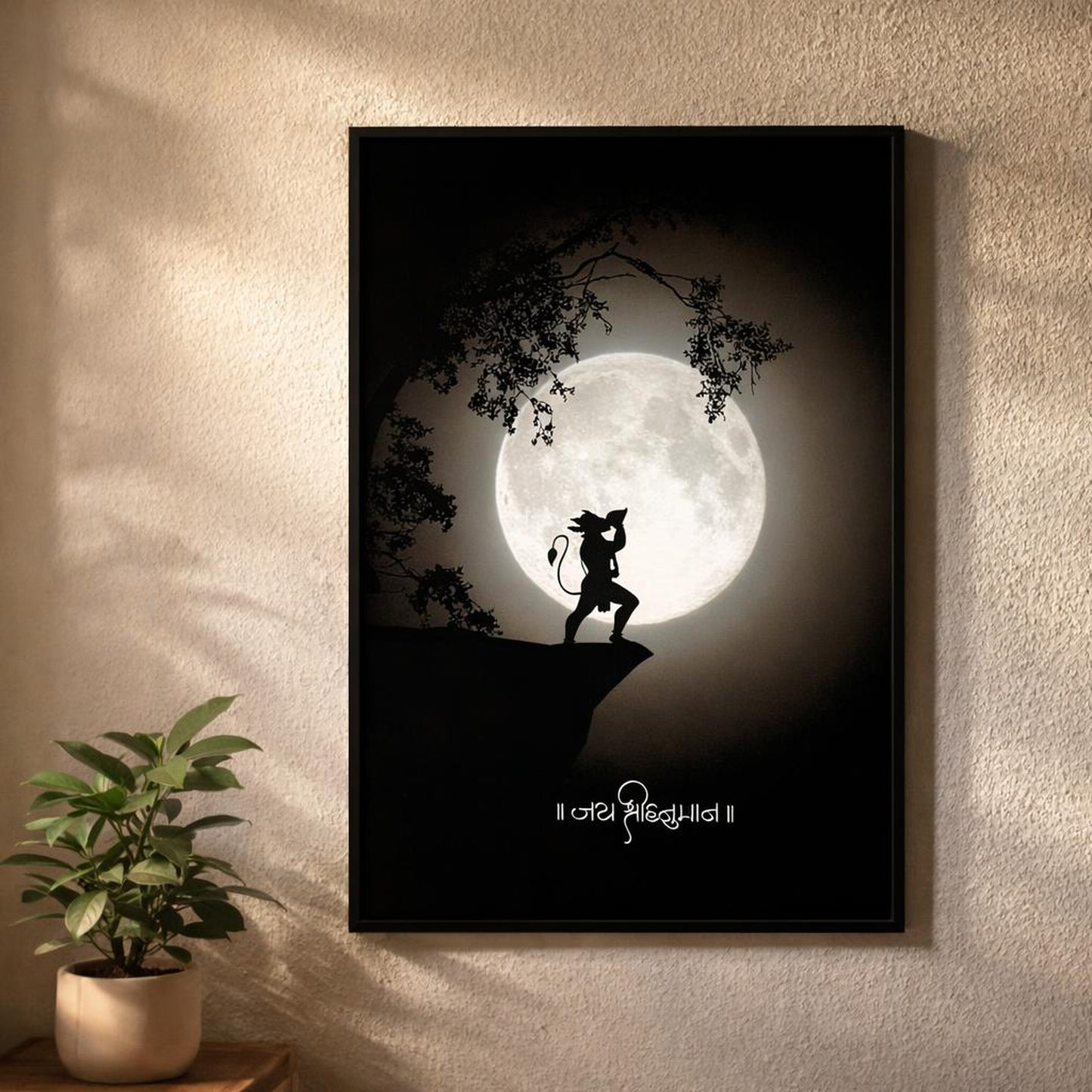 Moonlit Devotion | A3 Poster | Black & White Spiritual Art · design detail