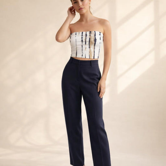 Indigo Drift | Tube Top | Vertical Stripes · front view