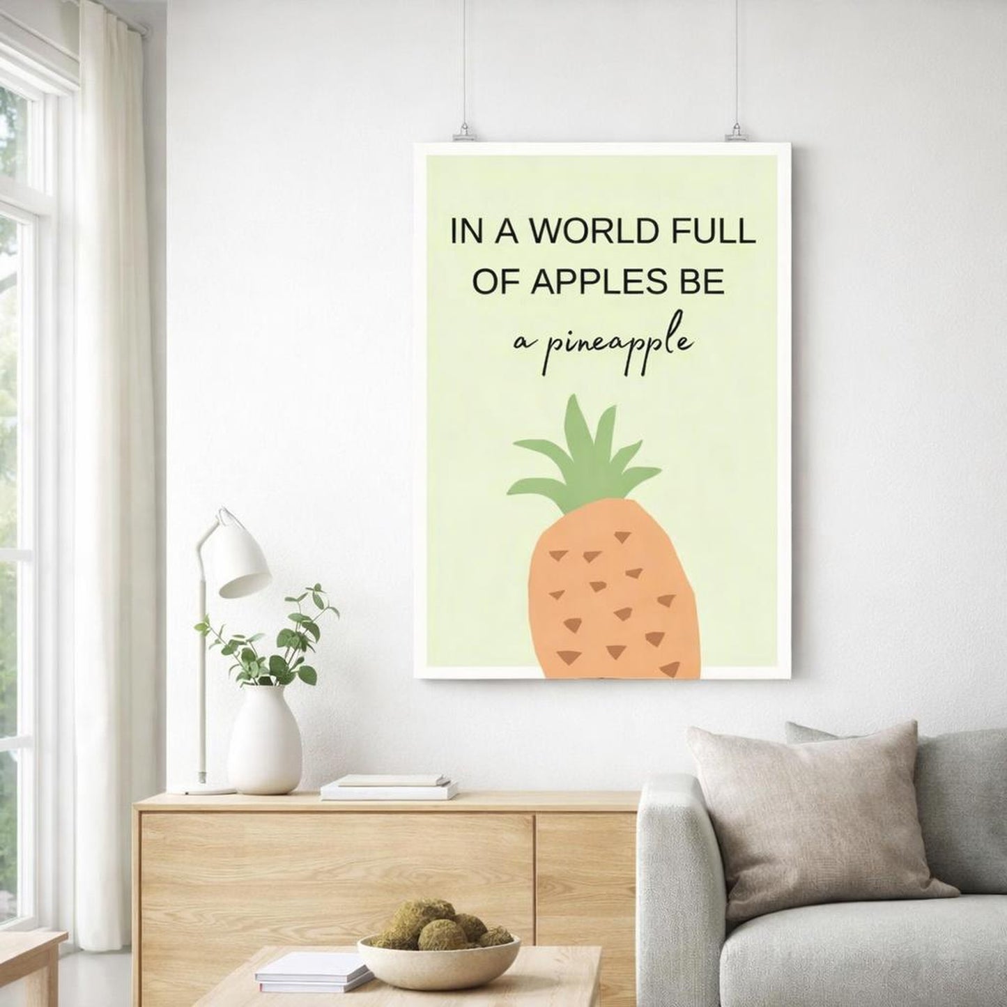 Pineapple Energy | A3 Poster | Light Green & Orange — front view