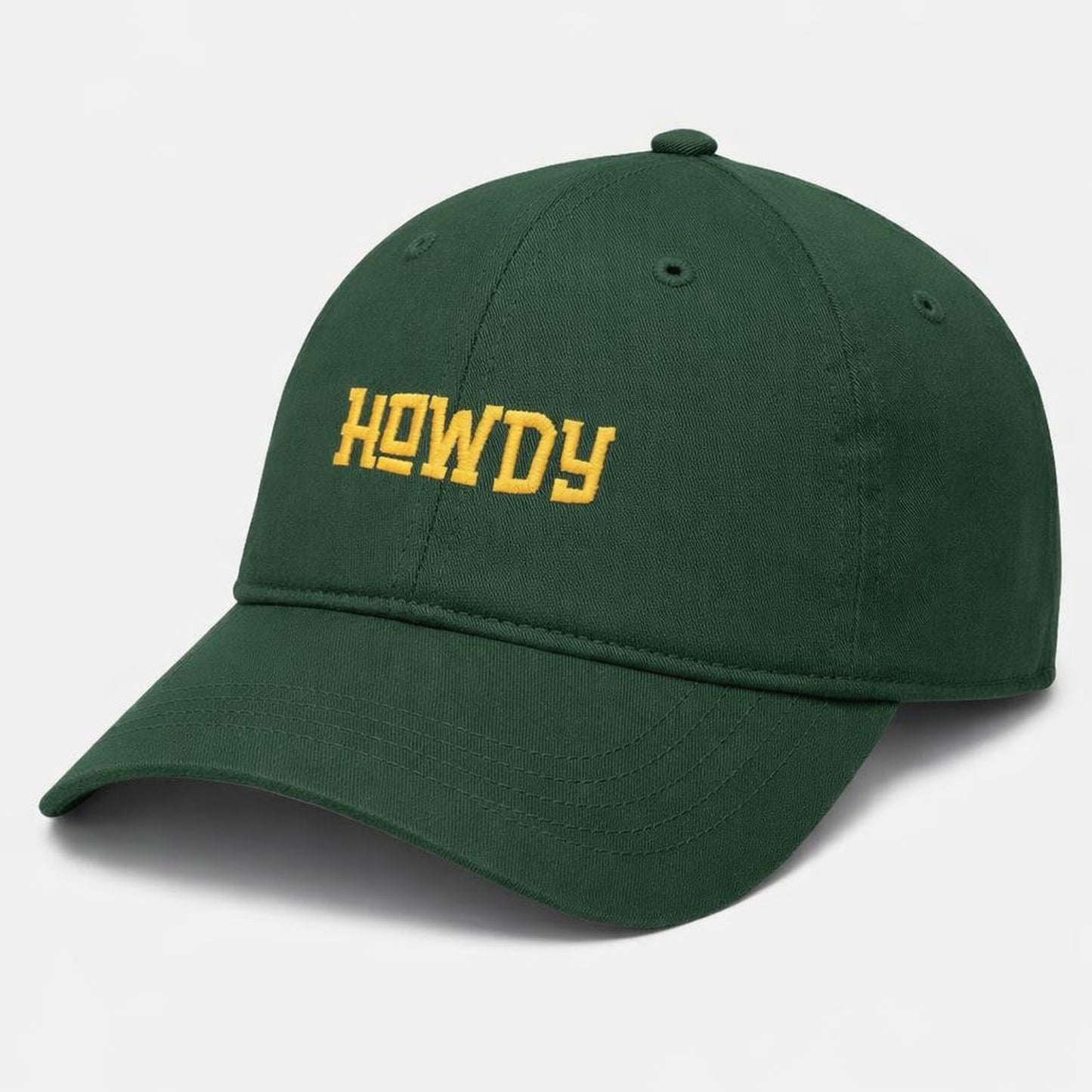 Howdy Embroidered | Baseball Cap | Dark Green · front view