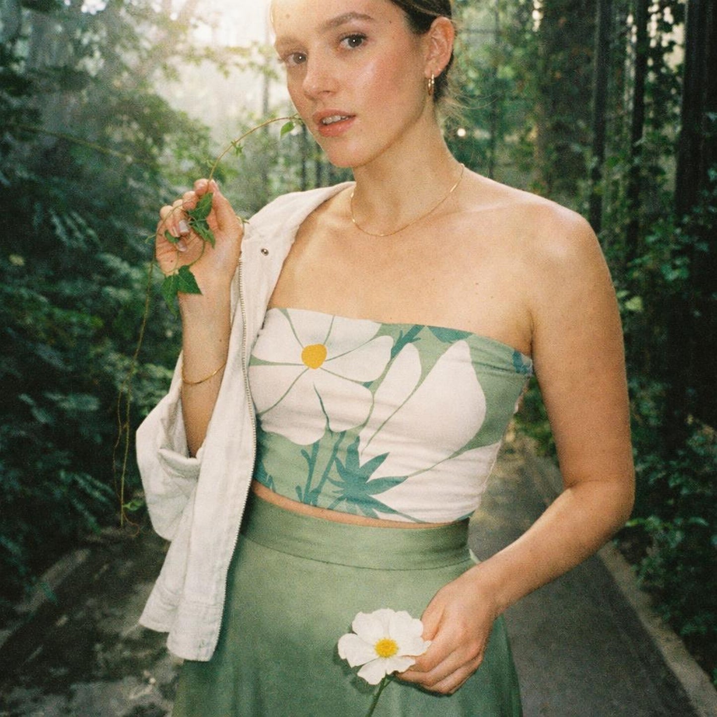 Bloom Calm | Tube Top | White Floral — lifestyle