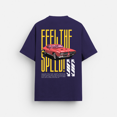 Feel the Speed | Oversized T-Shirt | Navy Red Car Graphic