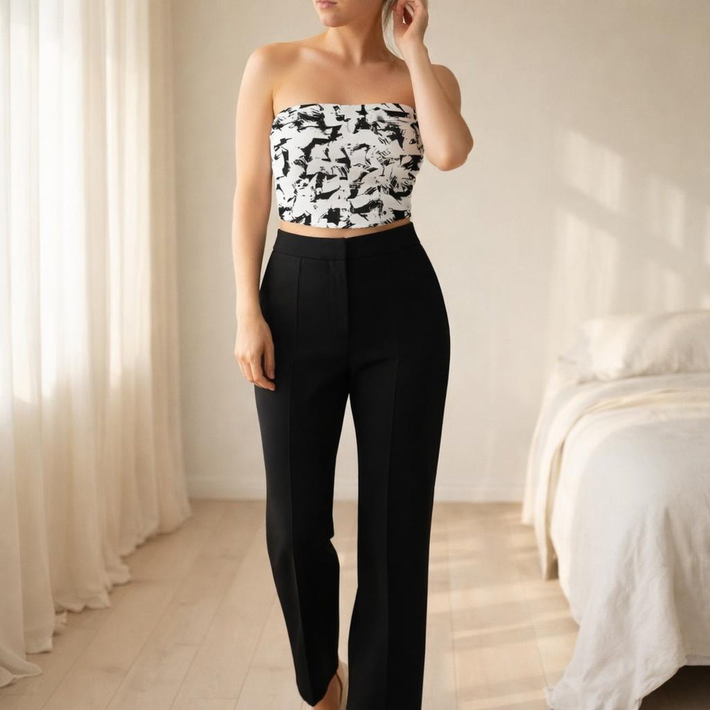 Mono Chaos | Tube Top | Black & White · front view