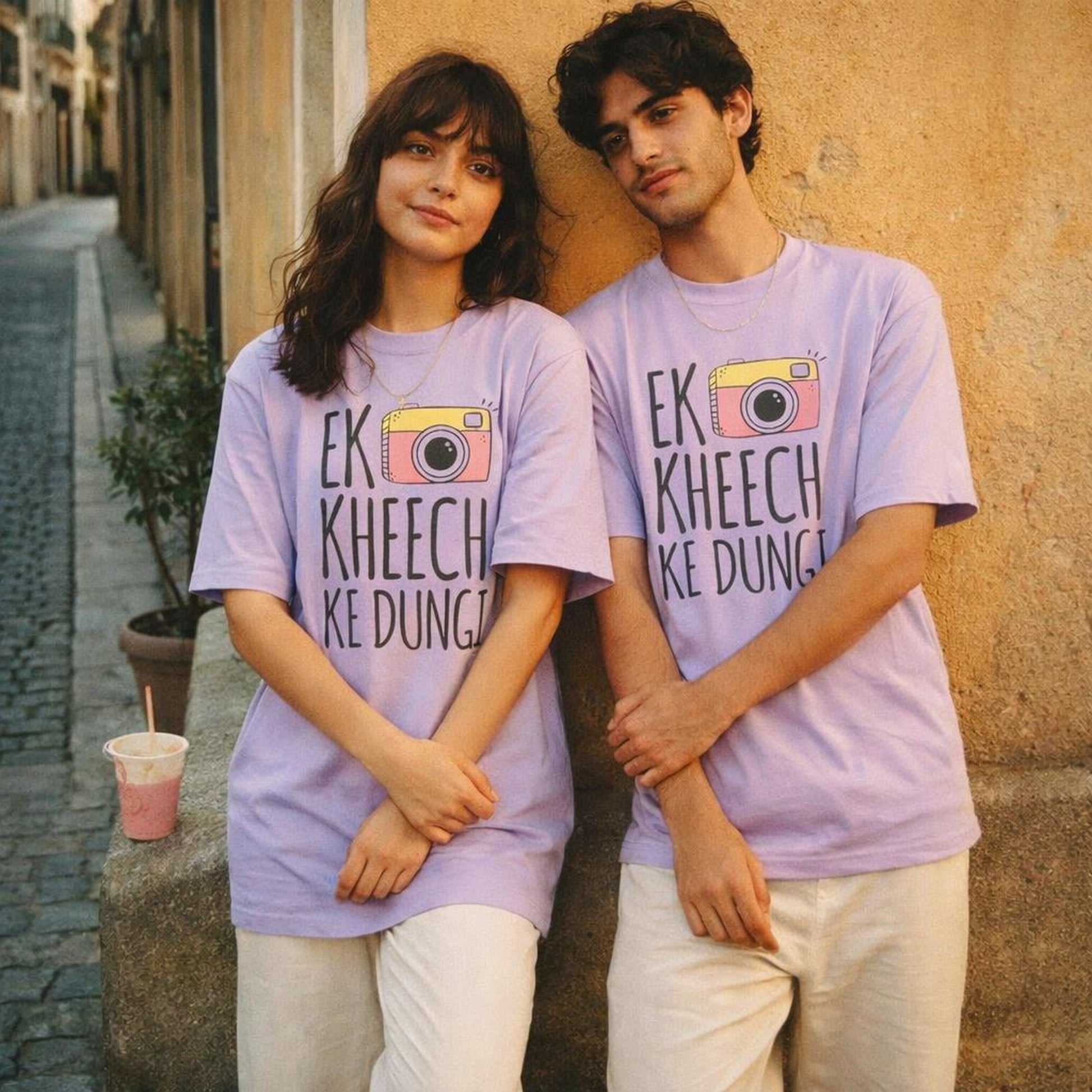 Ek Kheech Ke Dungi | Oversized Classic T-Shirt | Lavender — design detail