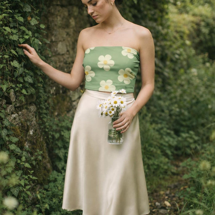 Daisy Drift | Tube Top | Sage & Cream Floral — lifestyle