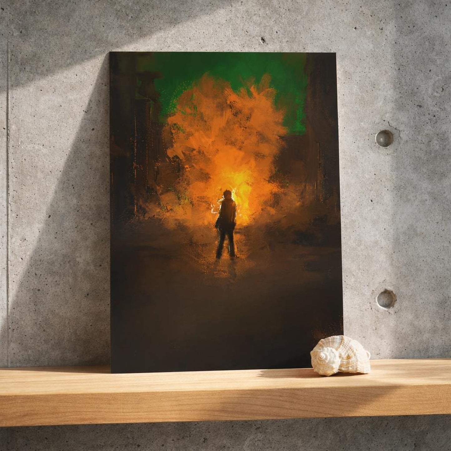 Sword & Inferno | A3 Poster | Dramatic Orange Explosion — lifestyle