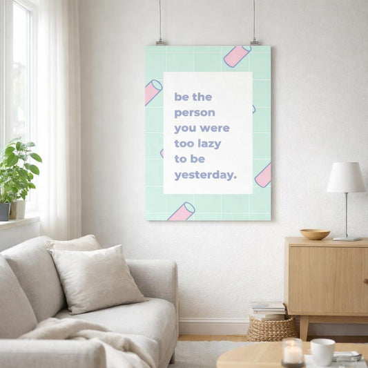 Lazy Girl Era | A3 Poster | Soft Green & Geometric — front view