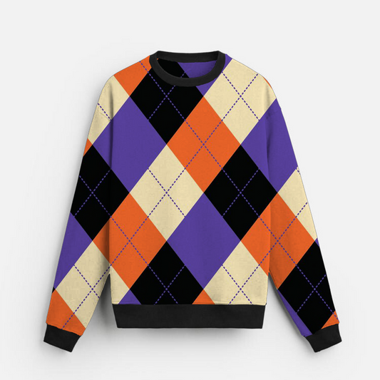 Argyle Vibe | Retro Chic | Color Pop | Purple Sweatshirt