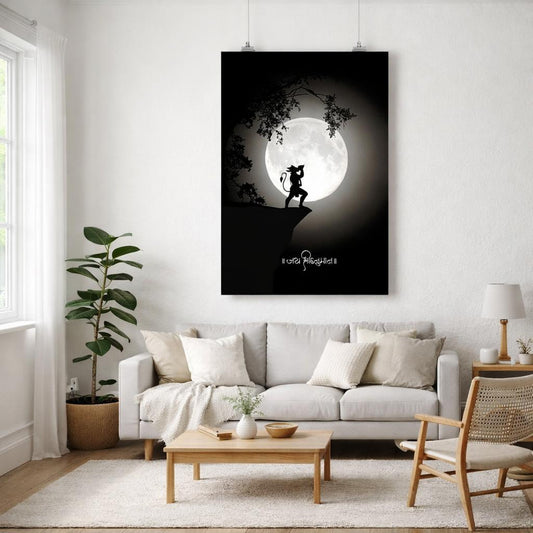 Moonlit Devotion | A3 Poster | Black & White Spiritual Art · front view