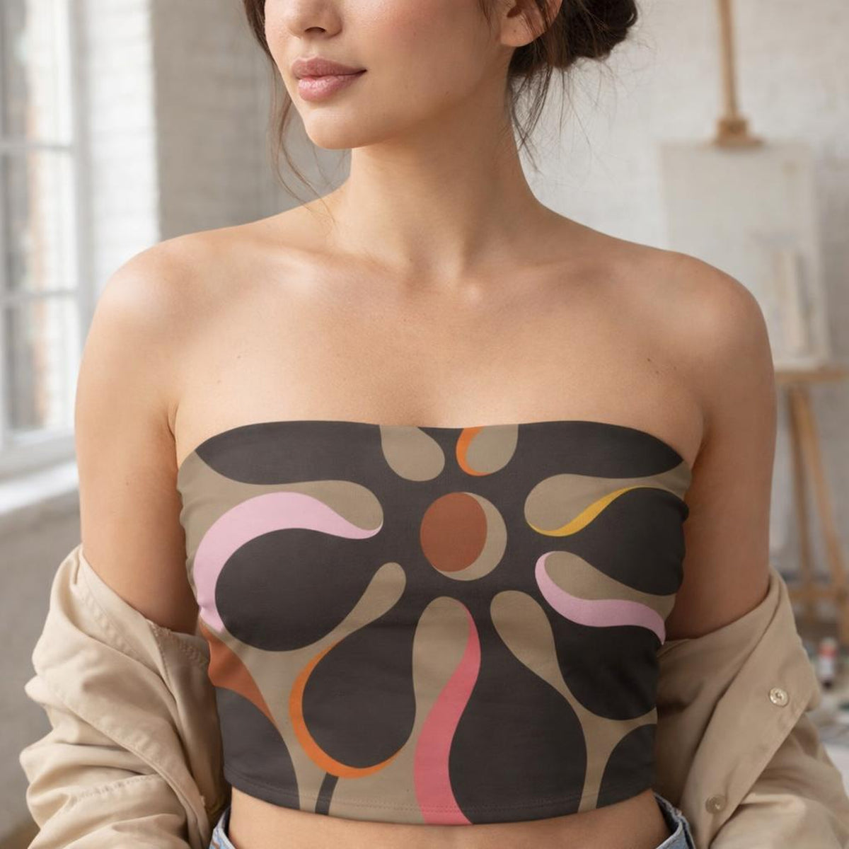 Rang Bloom | Tube Top | Sunset Abstract Floral · front view