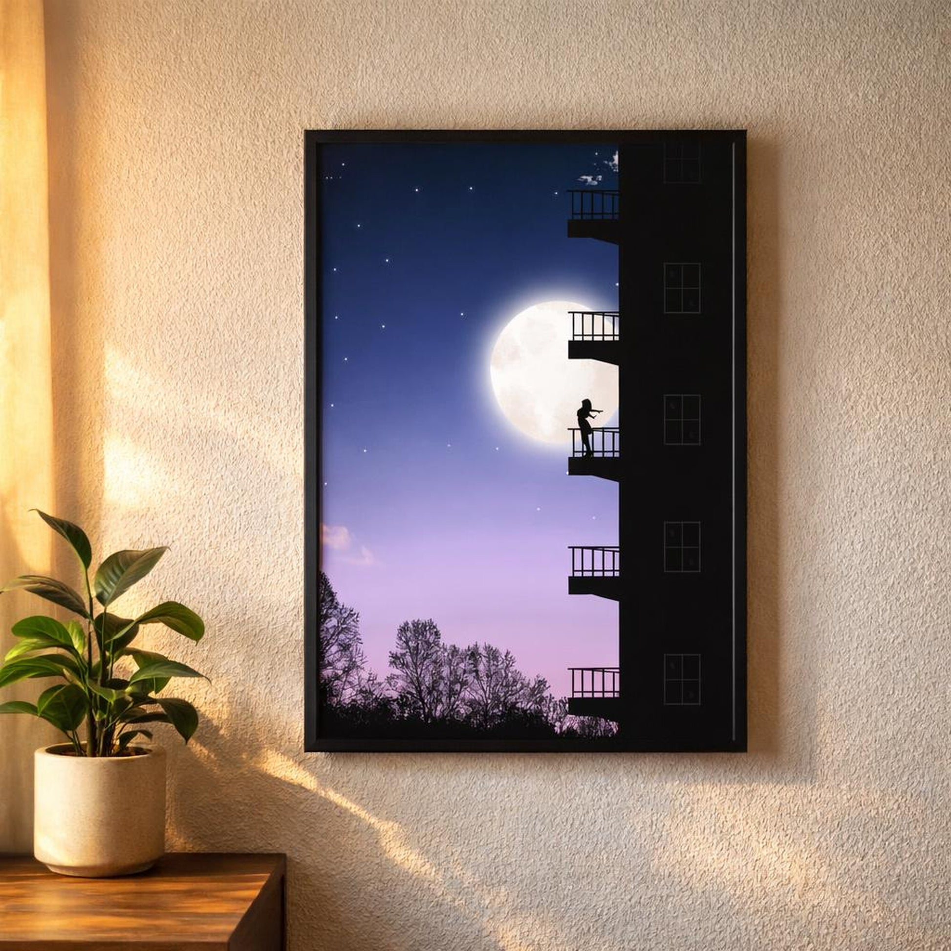 Free In The Night | A3 Poster | Starlit Silhouette — design detail