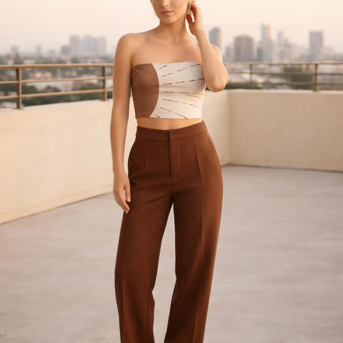 White Sunray | Tube Top | Striped Print · front view