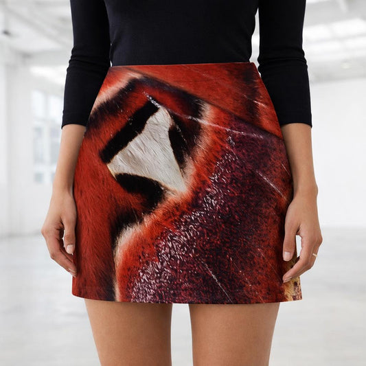 Crimson Wing | Mini Skirt | Red & Black Abstract — design detail