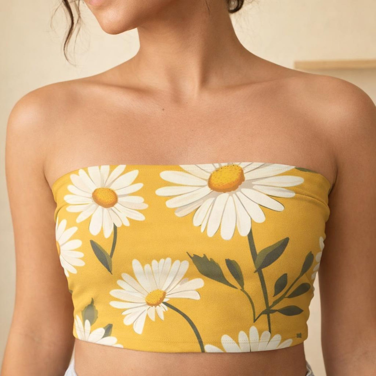 Golden Daisy Glow | Tube Top | Yellow & White — design detail