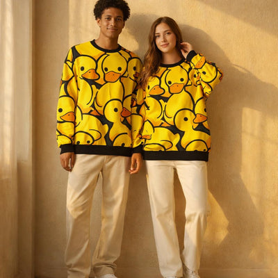 Duck Deluge | Sweatshirt | Yellow on Black — front view
