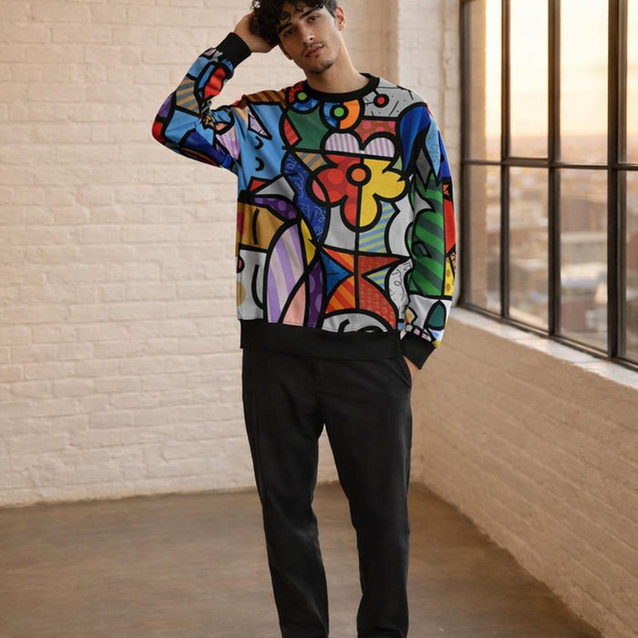 Chaos Bloom | Sweatshirt | Multicolor Abstract · on a man