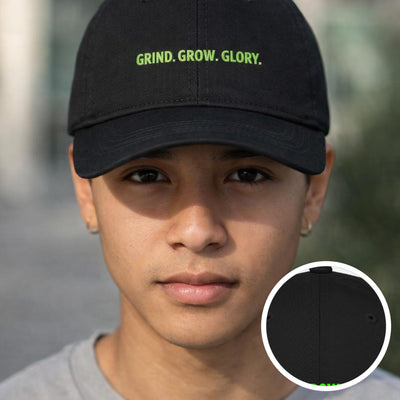 Grind Grow Glory | Baseball Cap | Embroidered · front view