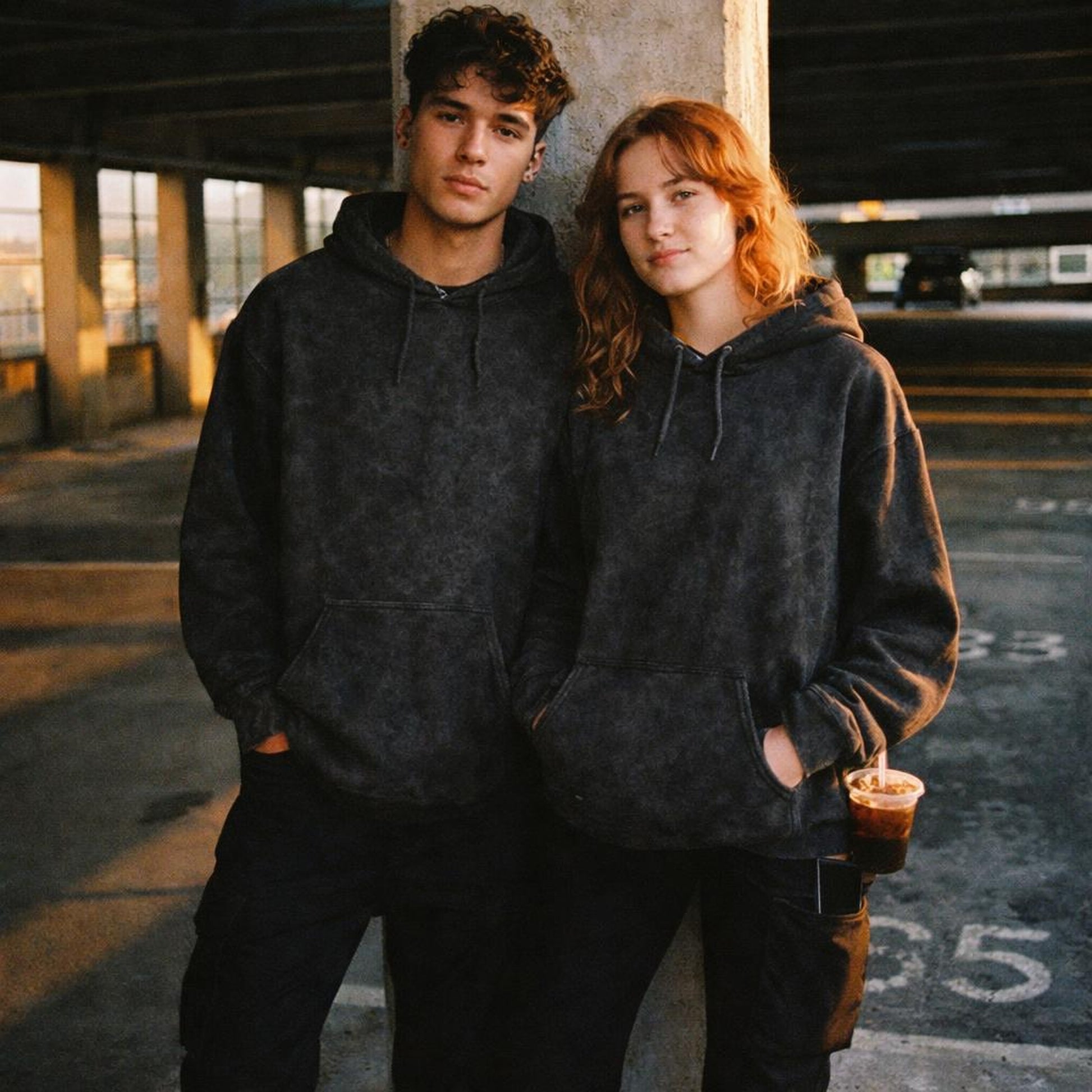 Charcoal Night | Acid-Wash Hoodie | Black — design detail