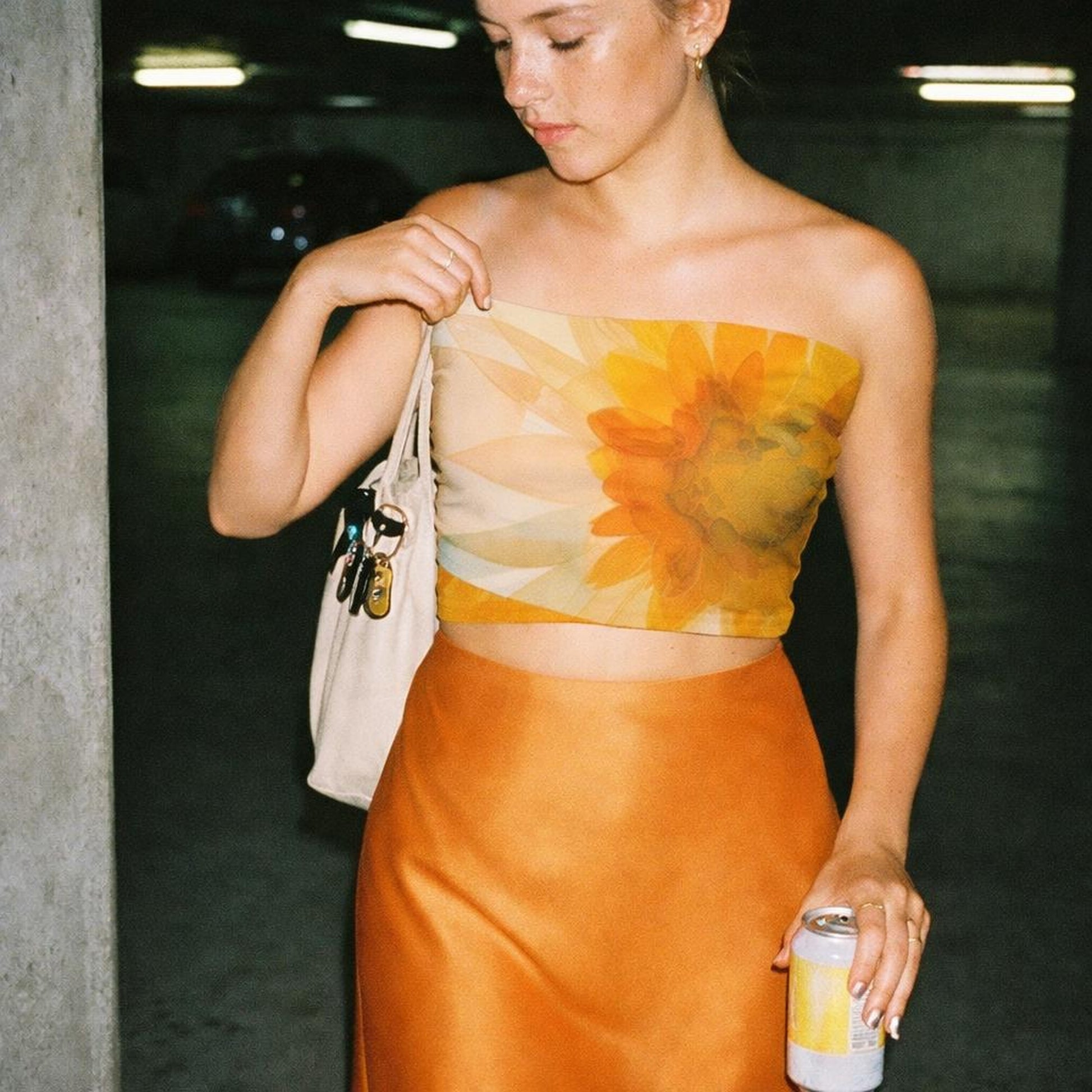 Amber Bloom | Tube Top | Abstract Floral — lifestyle