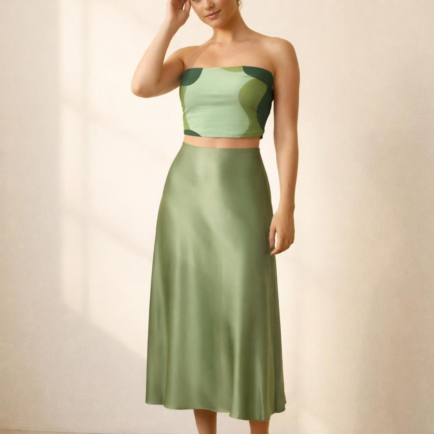 Camo Flow | Tube Top | Light Green · front view
