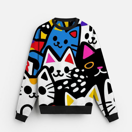 Cat Chaos | Graffiti Vibe | Rebel Felines | Multicolor Sweatshirt