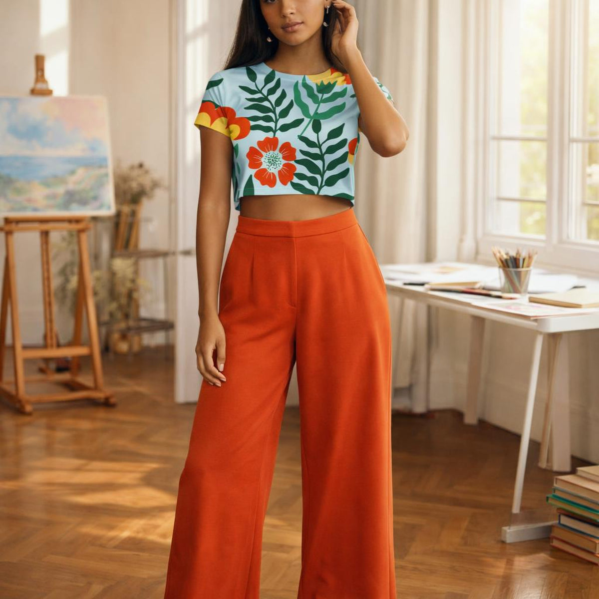 Urban Lavender Haze | Crop Top | Soft Pastel Floral — design detail