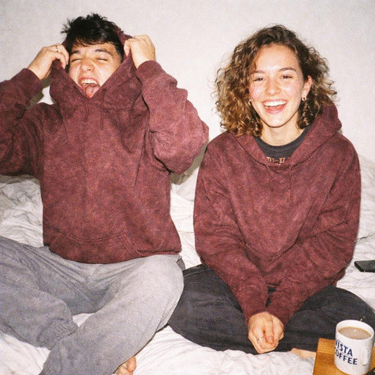 Acid-Washed Maroon | Hoodie | Vintage Grunge Vibes — front view