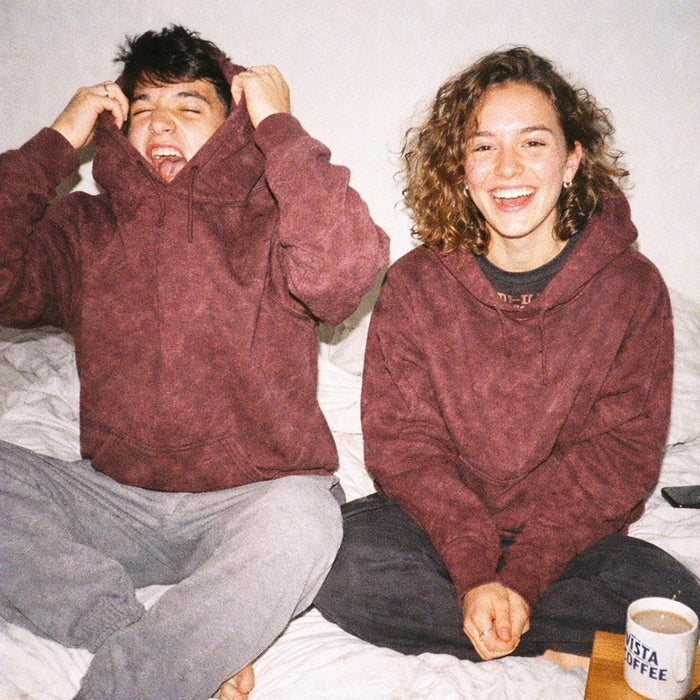 Acid-Washed Maroon | Hoodie | Vintage Grunge Vibes — front view