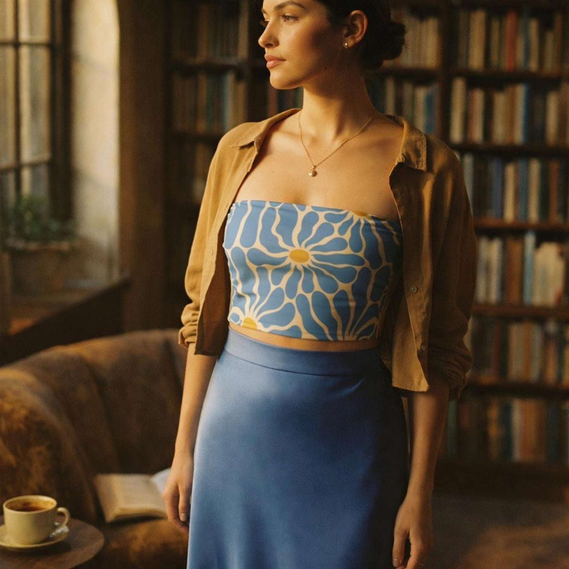 Blue Bloom Burst | Tube Top | Abstract Floral — lifestyle