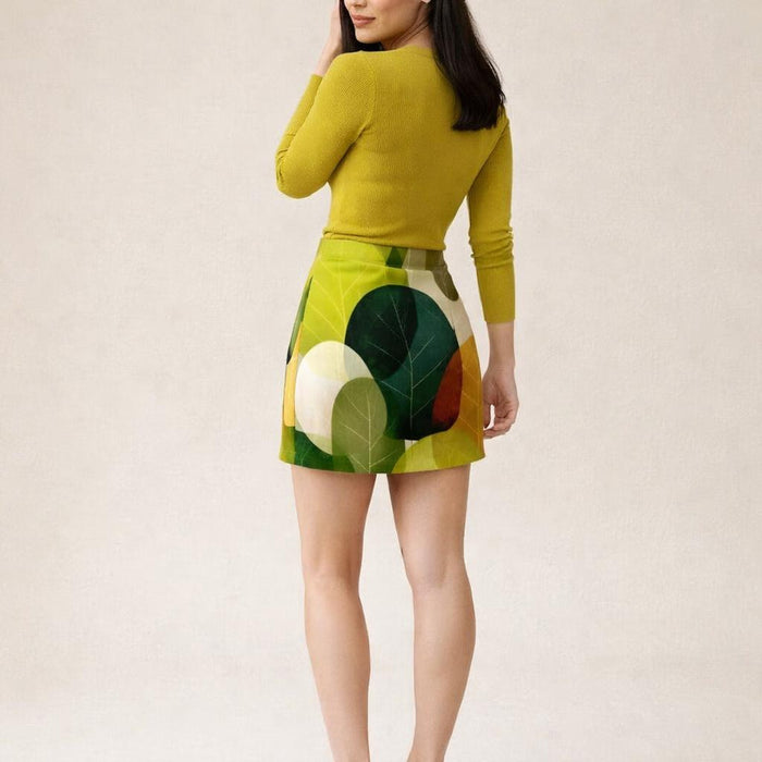Verdant Layers | Mini Skirt | Abstract Leaf & Earth · design detail