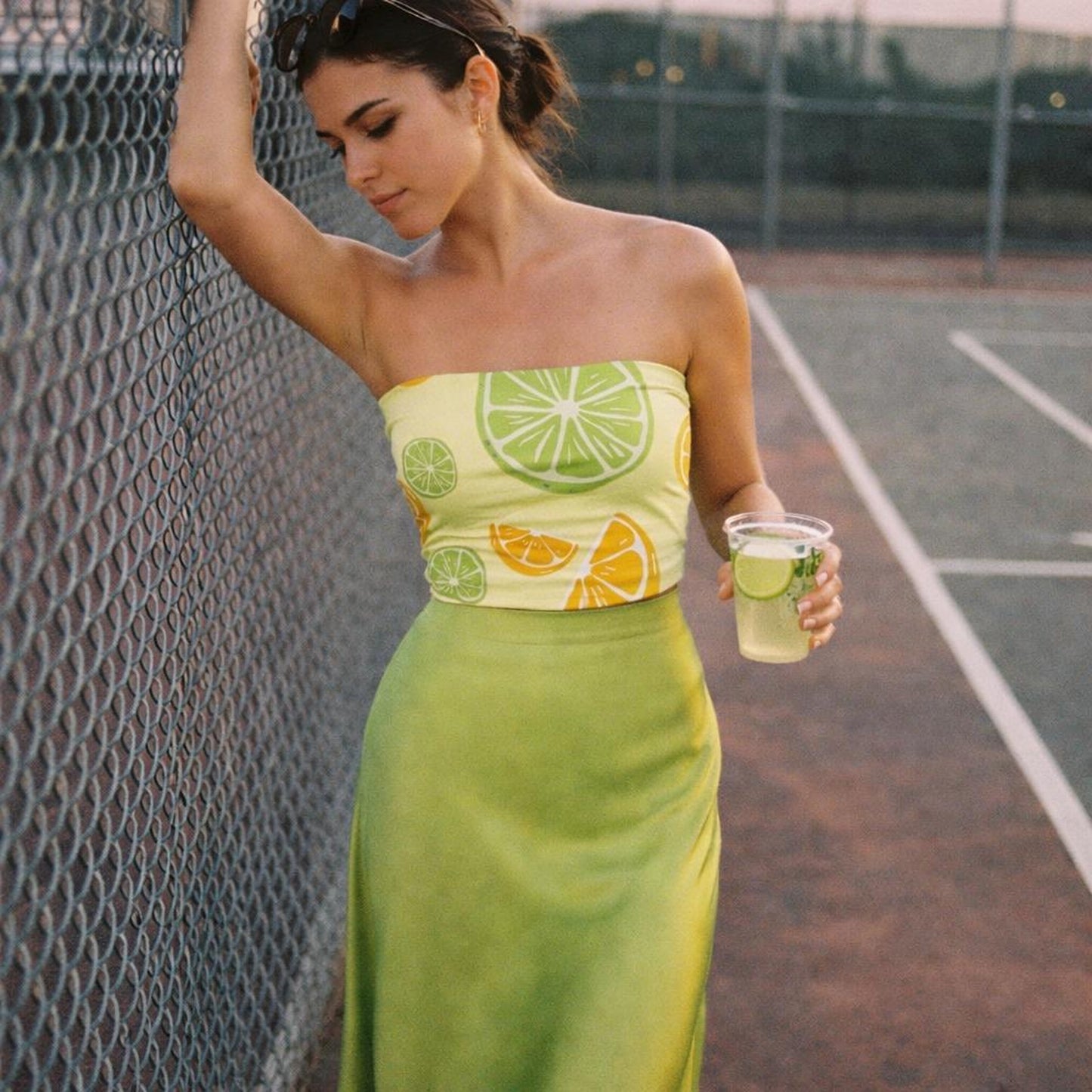 Citrus Splash | Tube Top | Lime & Orange Print — lifestyle