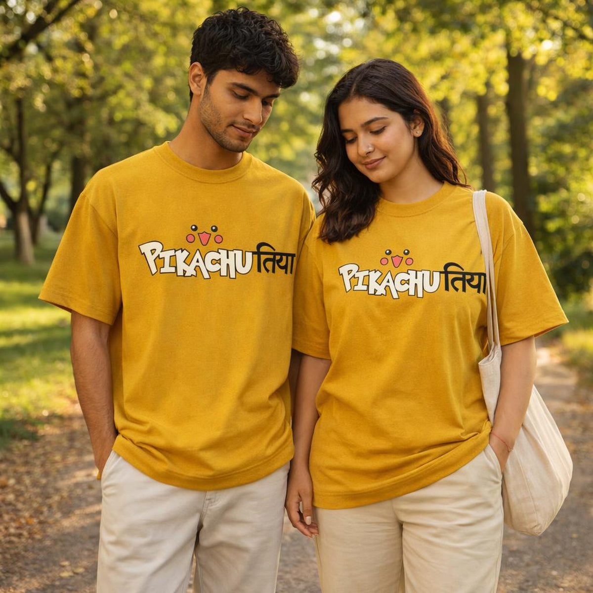 Pikachutia | Oversized T-Shirt | Good Days Ahead · on a man and a woman