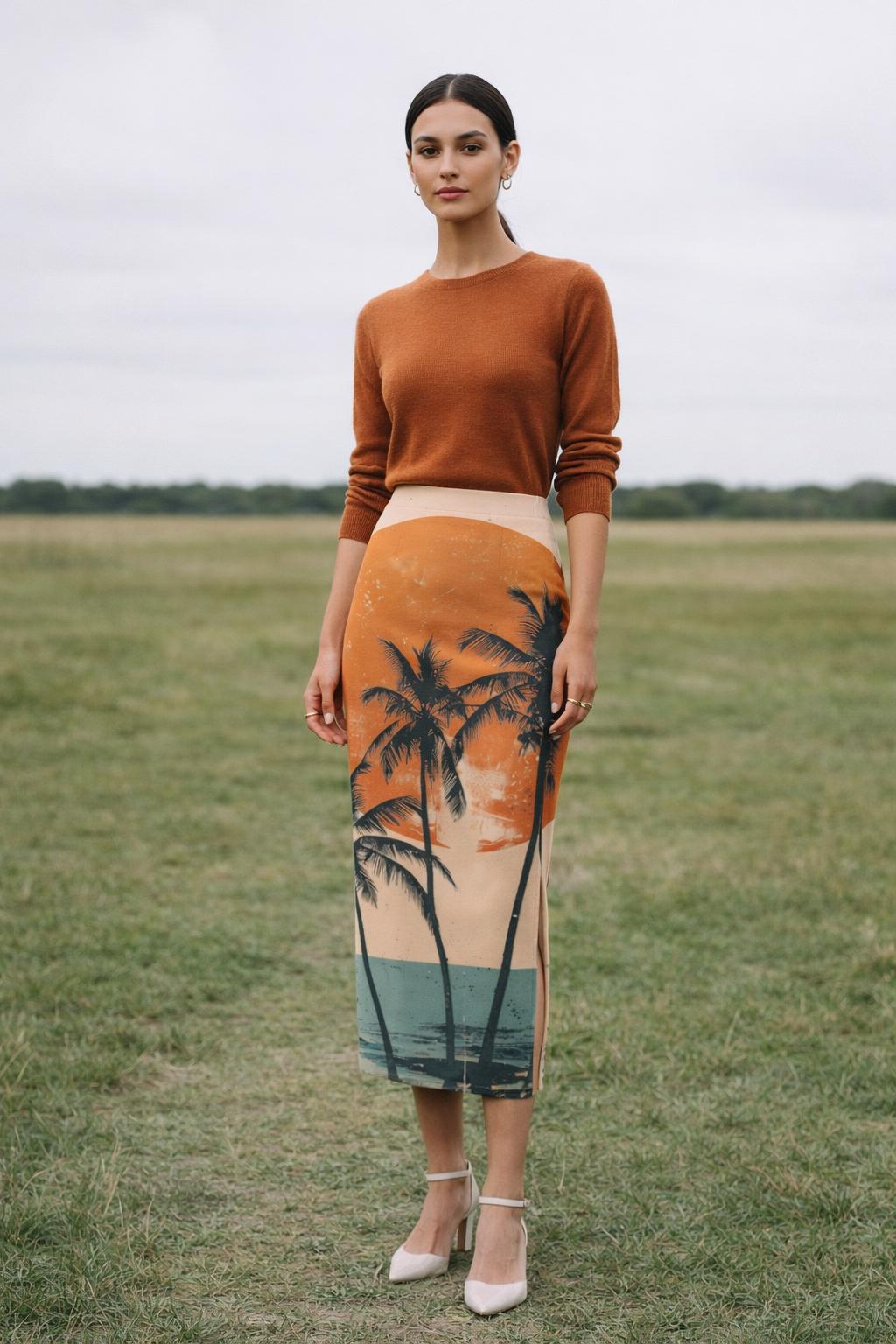 Printed Pencil Skirt | Midi Skirt | Side Slit