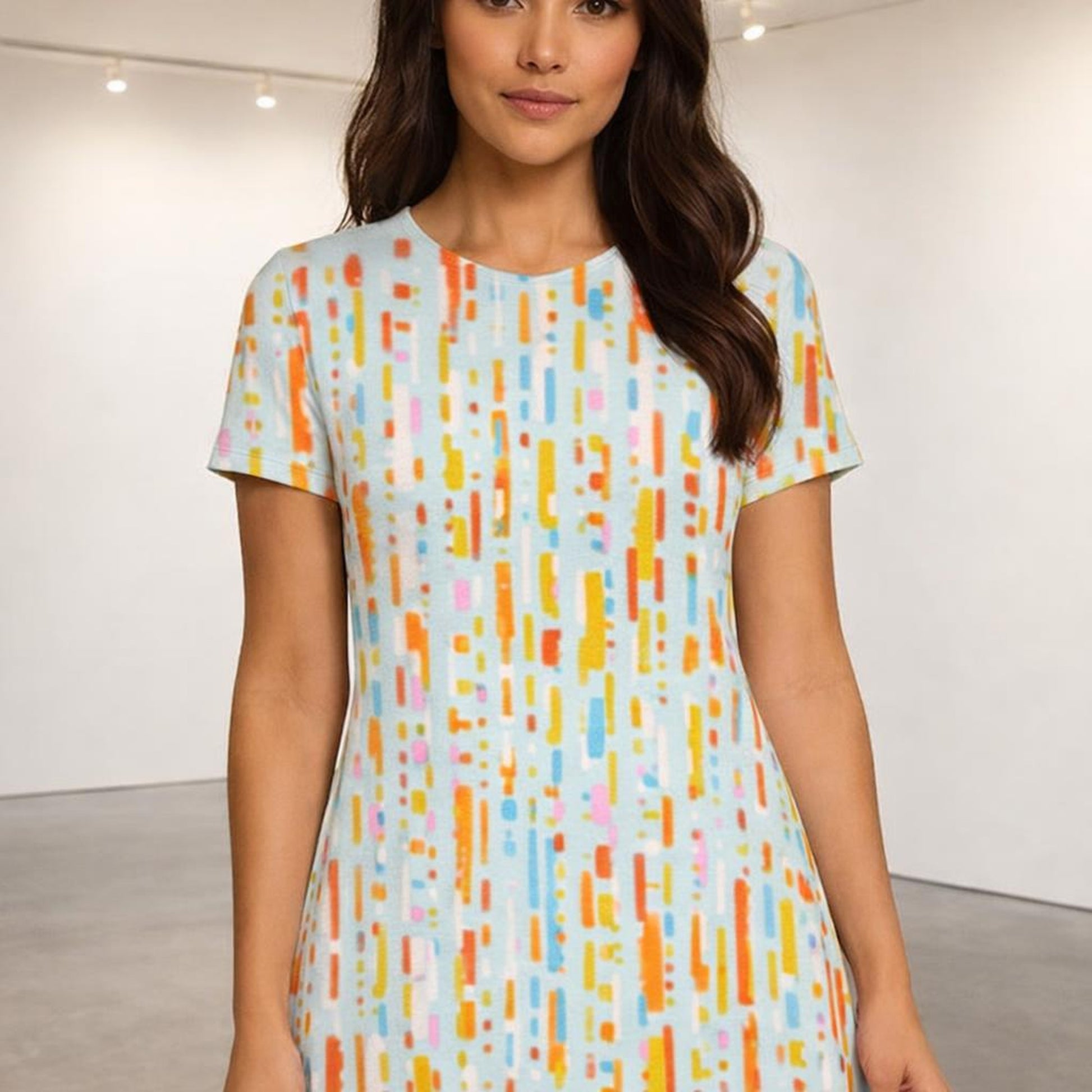 Neon Geometry | A-Line Dress | Abstract Line Print — design detail