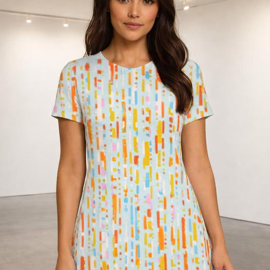 Neon Geometry | A-Line Dress | Abstract Line Print — design detail