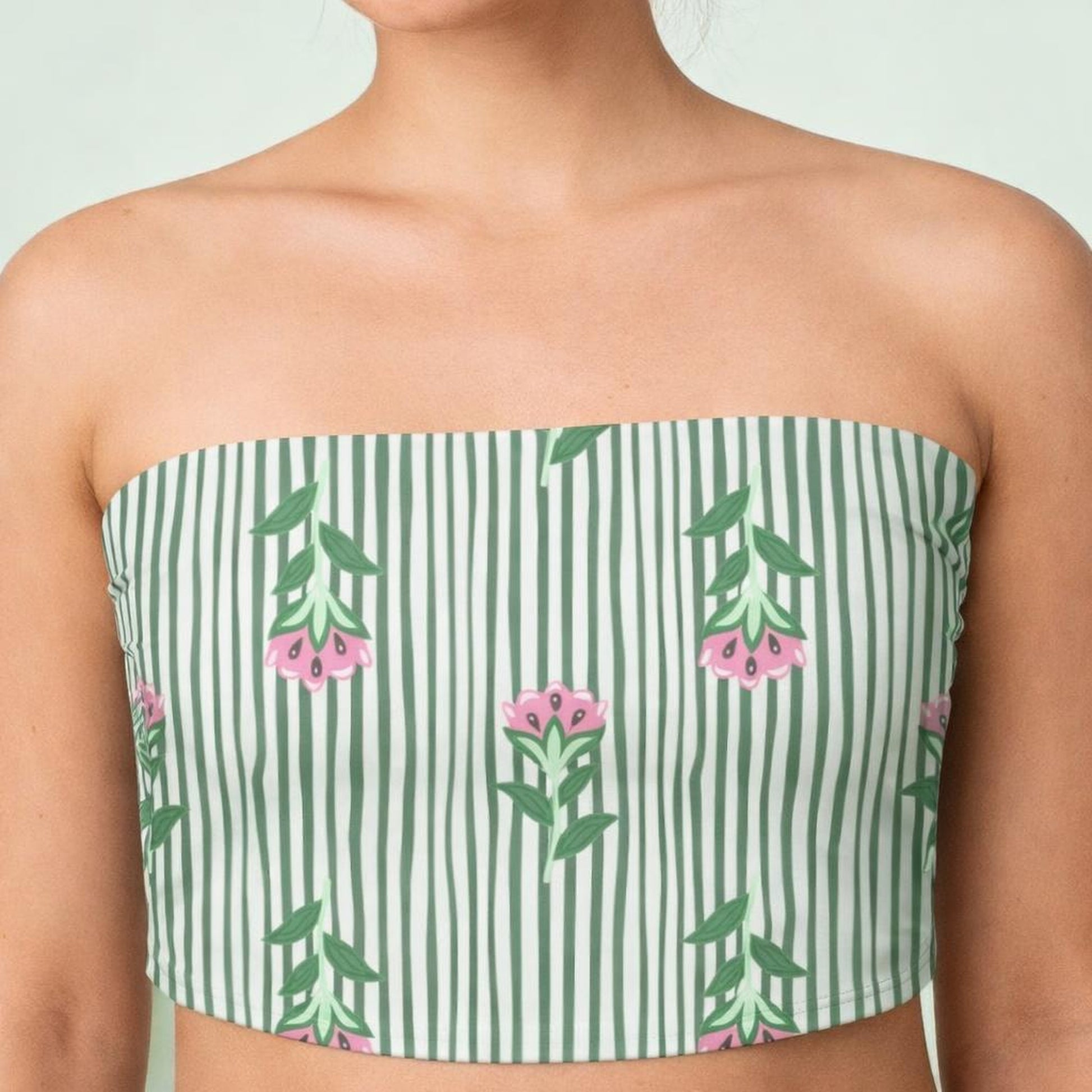 Floral Stripe | Tube Top | Sage Green — design detail