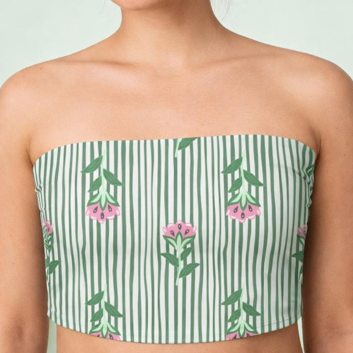 Floral Stripe | Tube Top | Sage Green — design detail