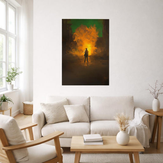 Sword & Inferno | A3 Poster | Dramatic Orange Explosion — front view