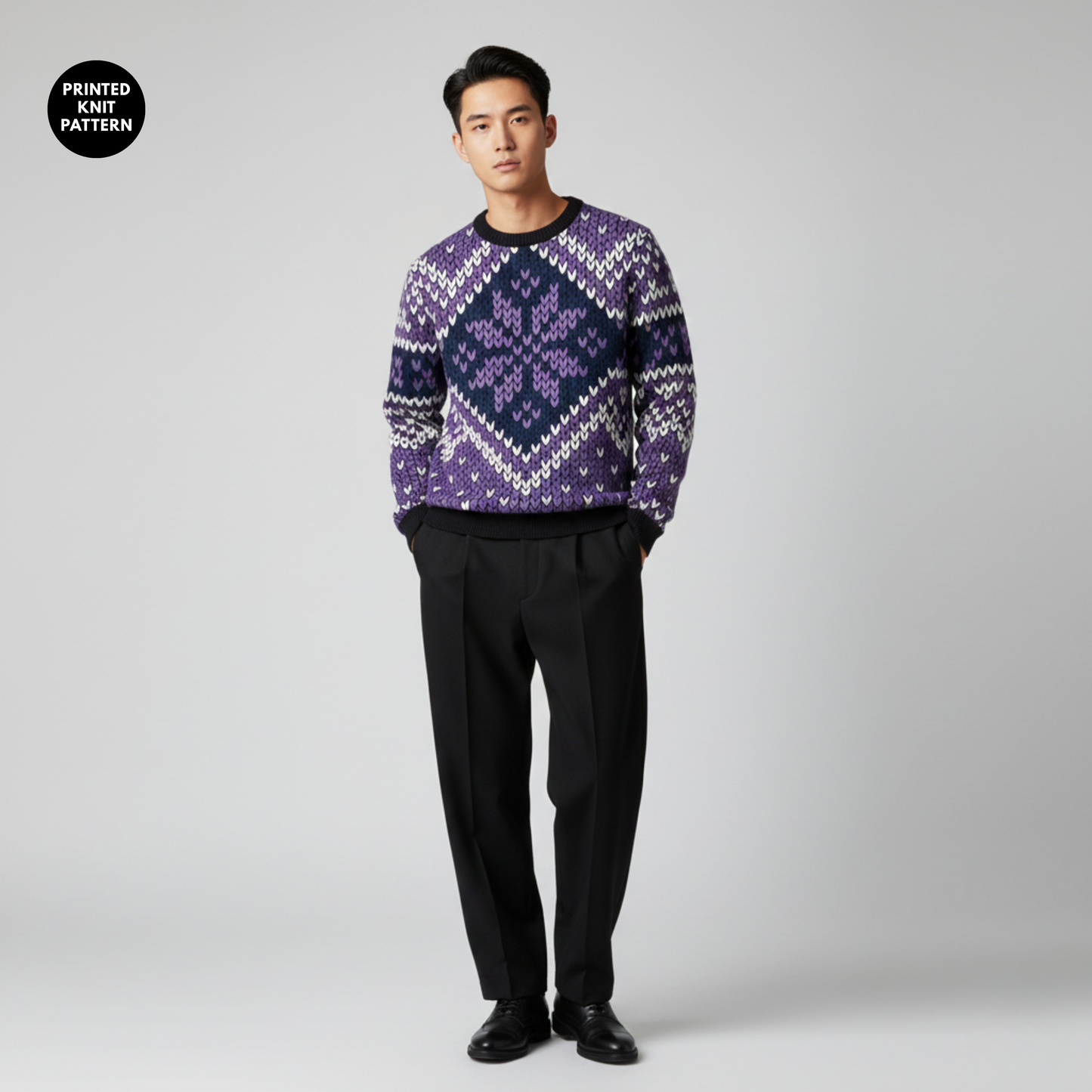 Argyle Knit Pop | Retro Diamond | Purple Mood | Unisex Sweatshirt