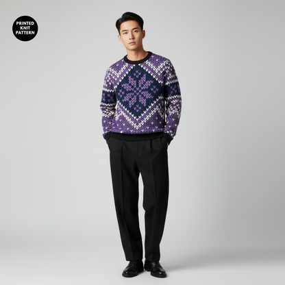 Argyle Knit Pop | Retro Diamond | Purple Mood | Unisex Sweatshirt