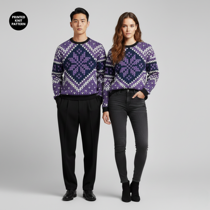 Argyle Knit Pop | Retro Diamond | Purple Mood | Unisex Sweatshirt