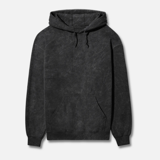 Edgy Aesthetics | Plain Solid | Acid-Washed Black Hoodie
