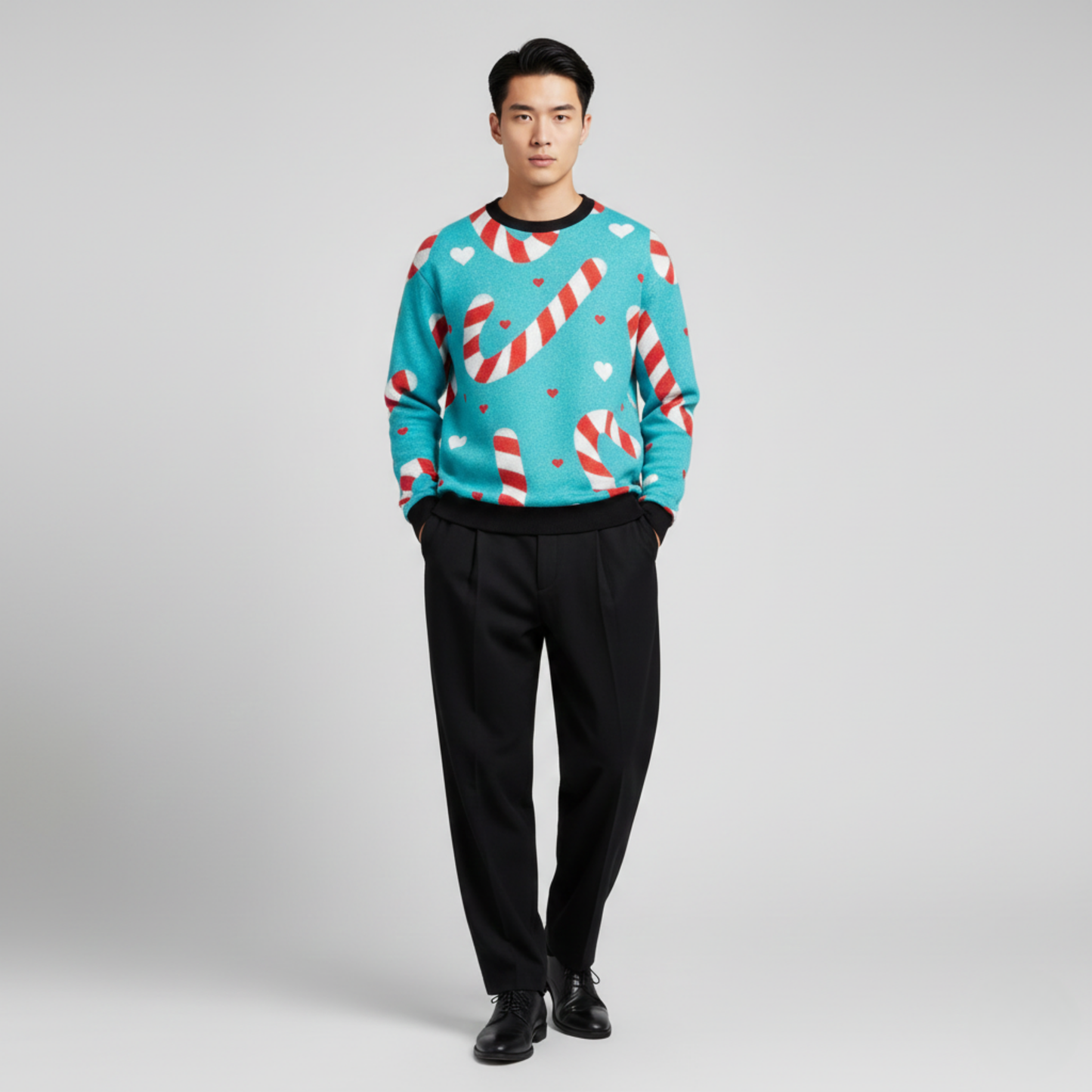 Candy Cane Crush | Sweet Holiday Pop | Aqua Blue | Unisex Sweatshirt