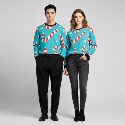 Candy Cane Crush | Sweet Holiday Pop | Aqua Blue | Unisex Sweatshirt