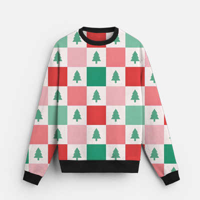 Checkered Tree Cheer | Sweatshirt | Red Green White