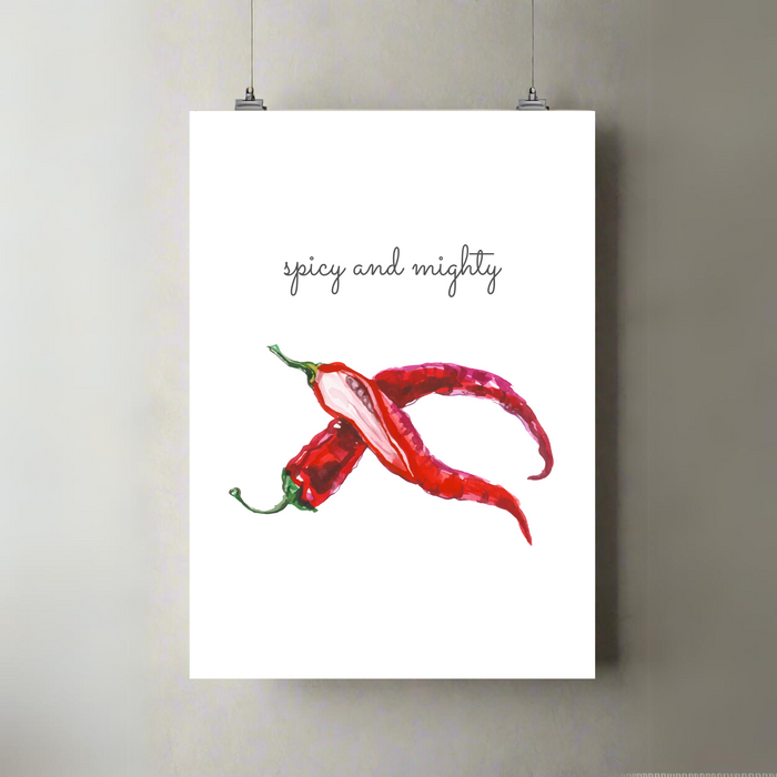 Spicy and Mighty | A3 Poster | Red Chili Watercolor