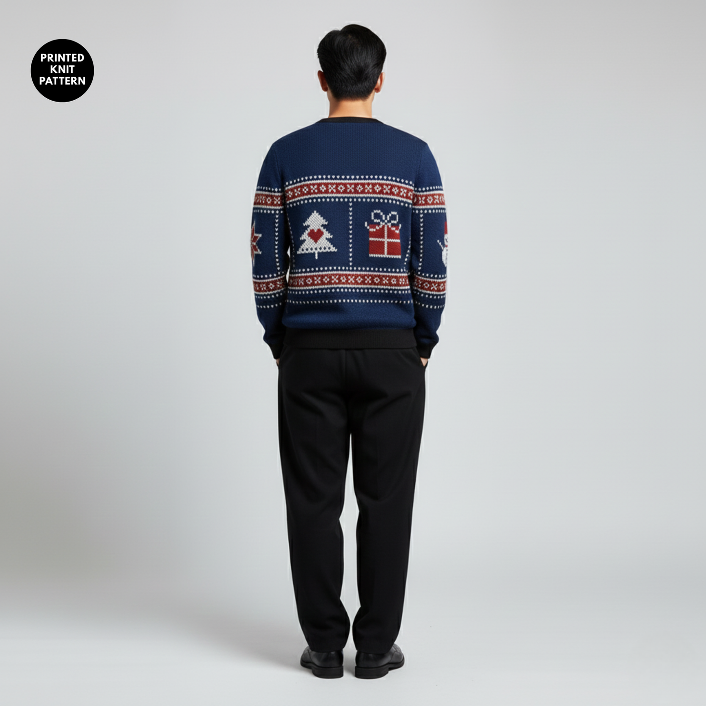 Classic Holiday Row | Gift & Tree Icons | Navy Red | Unisex Sweatshirt
