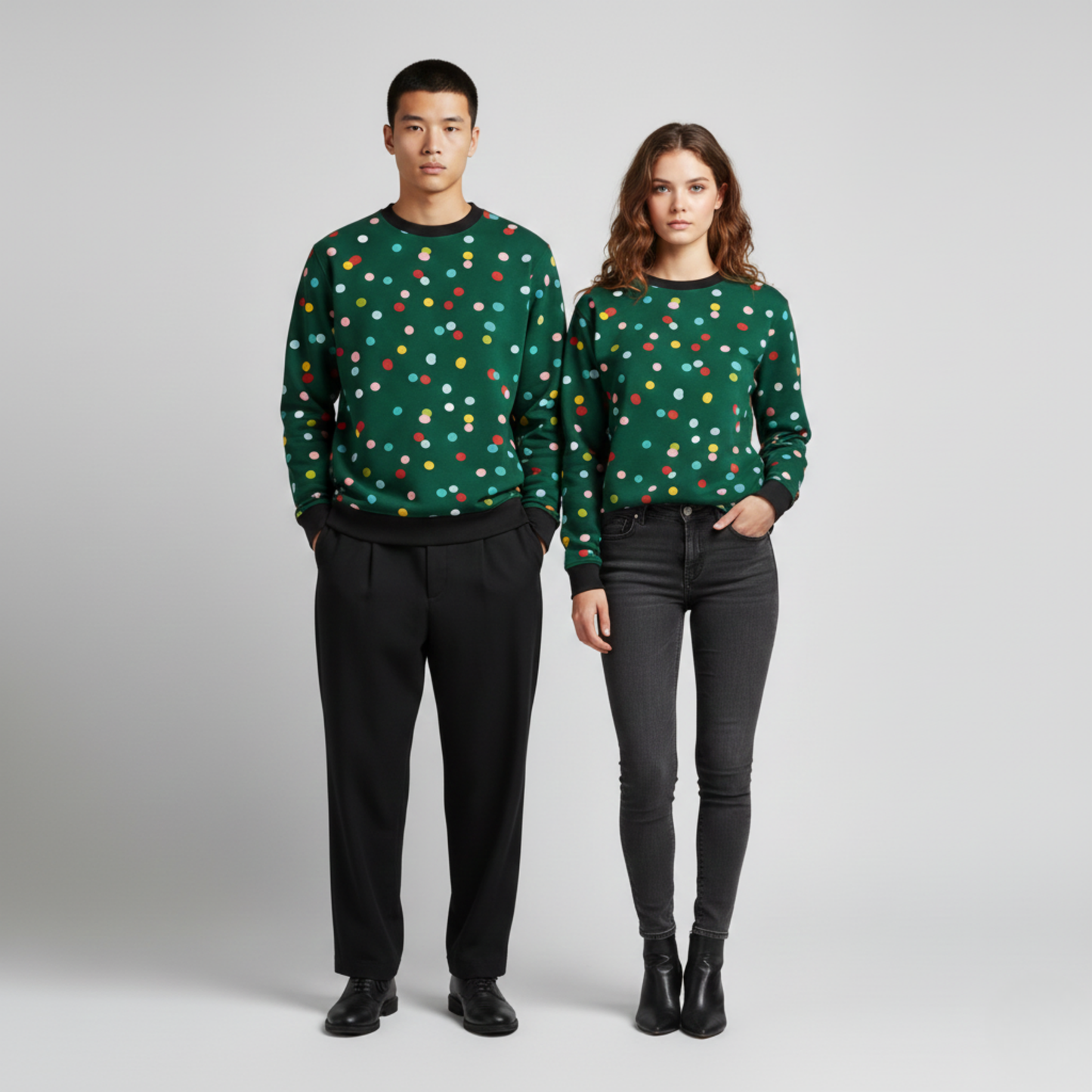 Confetti Pop | Playful Dots | Festive Green | Unisex Sweatshirt
