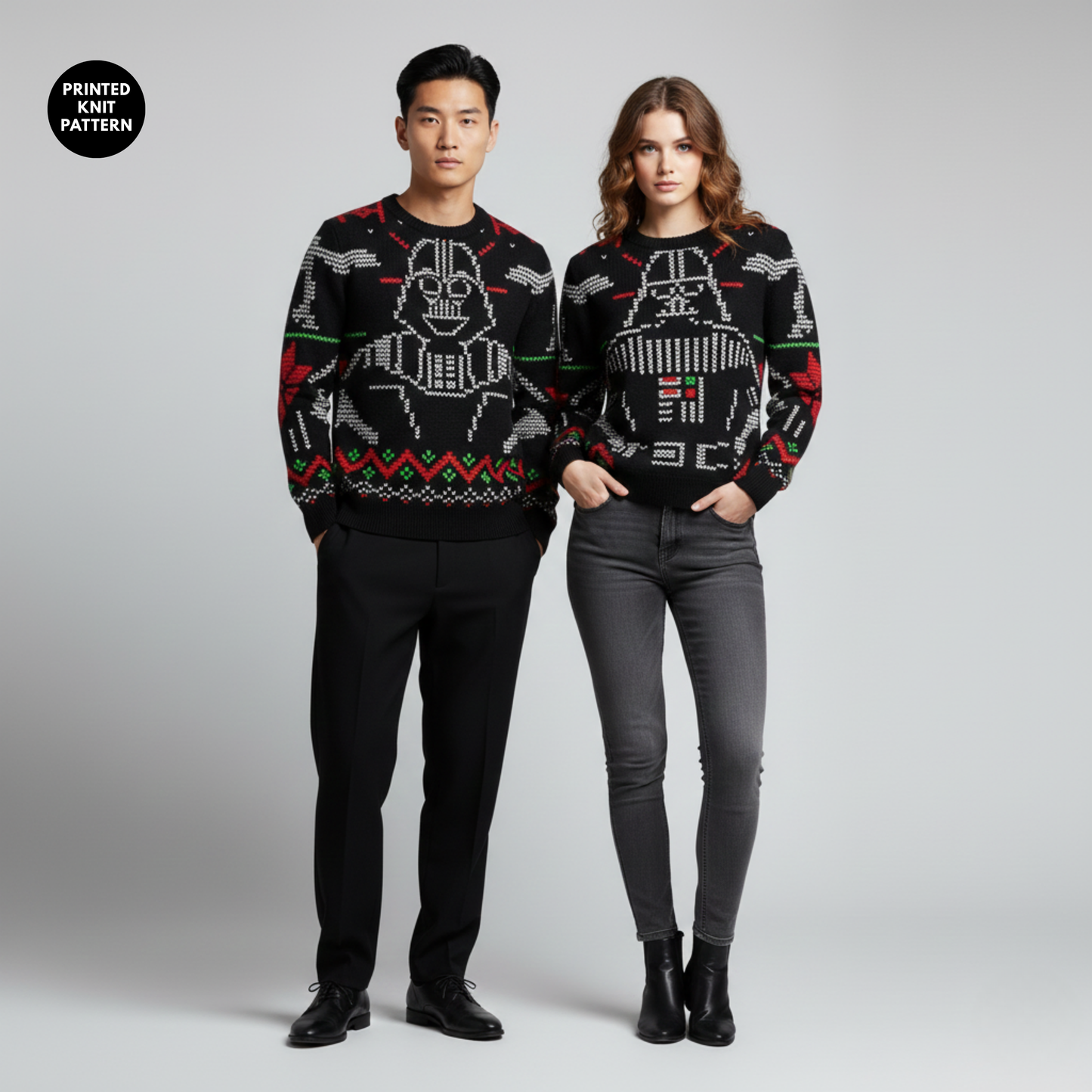 Dark Festive Knit | Iconic Helmet Art | Holiday Edge | Unisex Sweatshirt